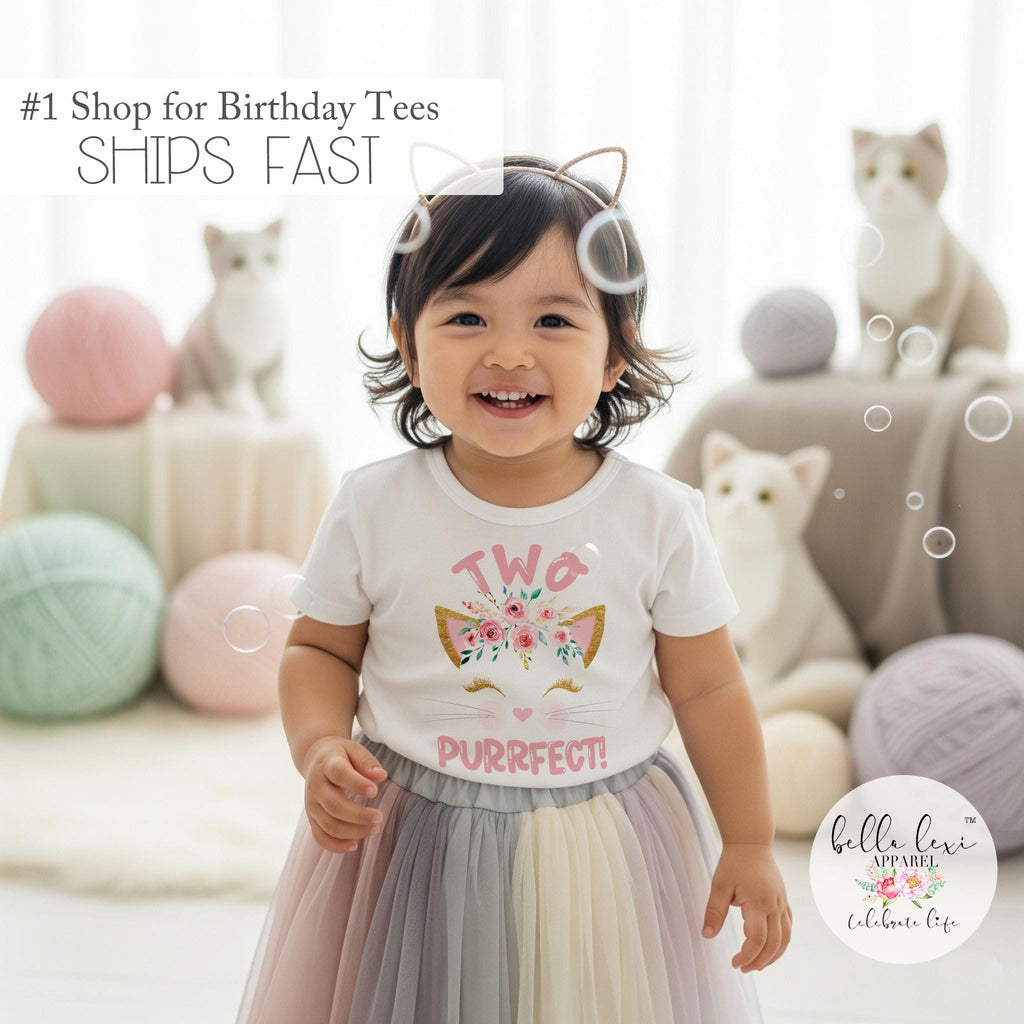 2nd Birthday Shirt, Kitten Birthday, Kitty Birthday shirt, Custom Birthday, Cat Birthday, Cat Shirt, Second Birthday, Two Purrfect, Kitty