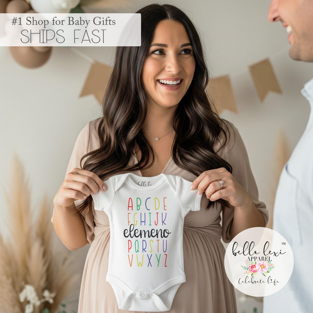 ABC Elemeno Onesie®, Baby Shower Gift, Funny Baby shirts, Teacher Baby Gift, Alphabet Shirt, Cute Teacher Baby Gift, Teacher Baby Shower