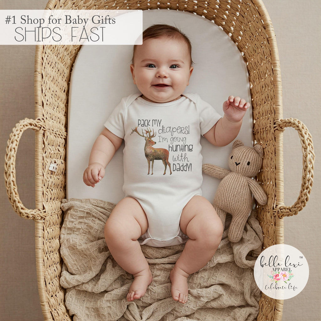 Hunting Onesie®, Pack My Diapers I'm going Hunting, Baby Shower Gift, Hunting Baby Gift, Pregnancy Reveal, Newborn Gift, Baby Boy Gift, Dad