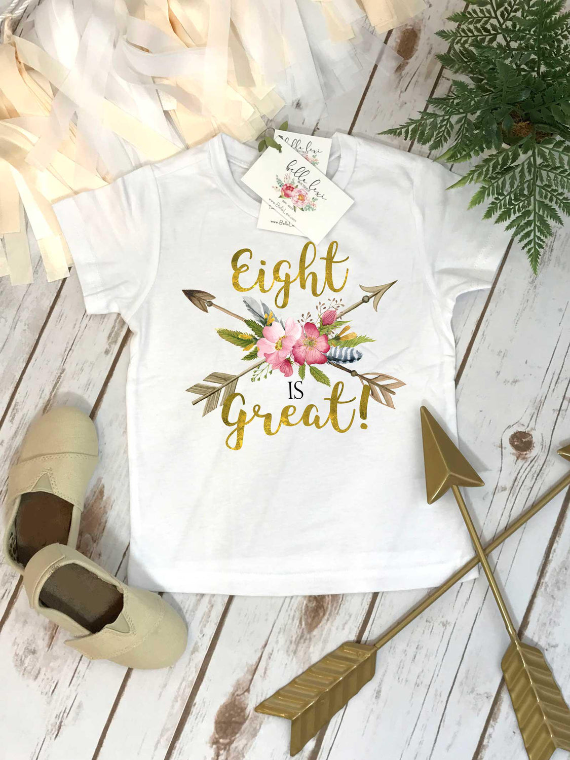 8th Birthday Shirt – Eight is Great - Girls Birthday Tee, 8 Year Old Birthday Party Outfit, Eighth Birthday Gift, Cute 8th Bday Design