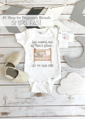 Just Moved Out Of Baby Onesie® Boho Baby Bodysuit Funny Newborn Onesie® for Hospital Got My Own Crib Onesie® Funny Baby Shower Gift Boho