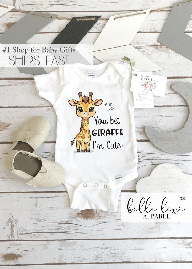 You Bet Giraffe I'm Cute Baby Onesie®, Baby Shower Gift, Nephew Gift, Niece Gift, Gift from Auntie, Funny Baby Clothes, Giraffe Bodysuit