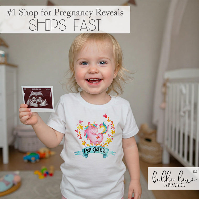 Big Sister Shirt, Promoted to Big Sister, Unicorn Shirt, Big Sister Gift, Pregnancy Reveal, Baby Announcement, Big Sister Reveal, Sisters