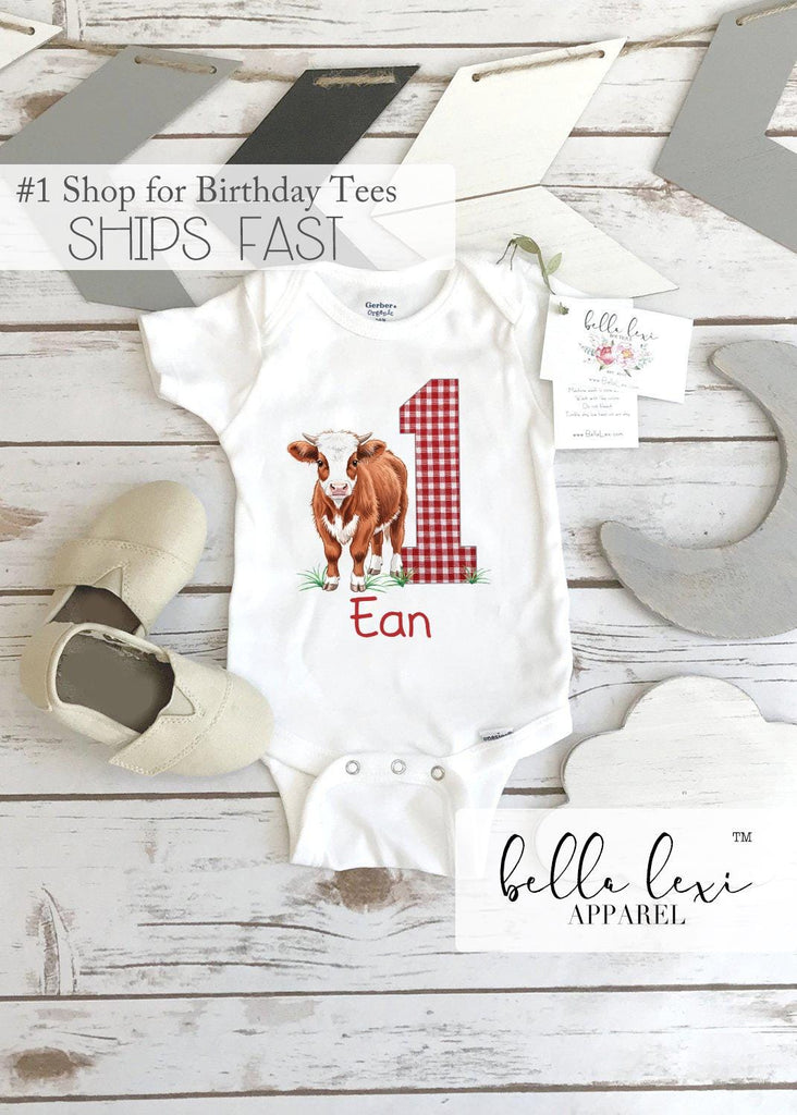 Farm Birthday Onesie®, Calf to Yearling, Western Party, Farm shirt, CowBOY, Cow Onesie®, Cow Birthday, Barnyard Birthday, Farm Animal Party
