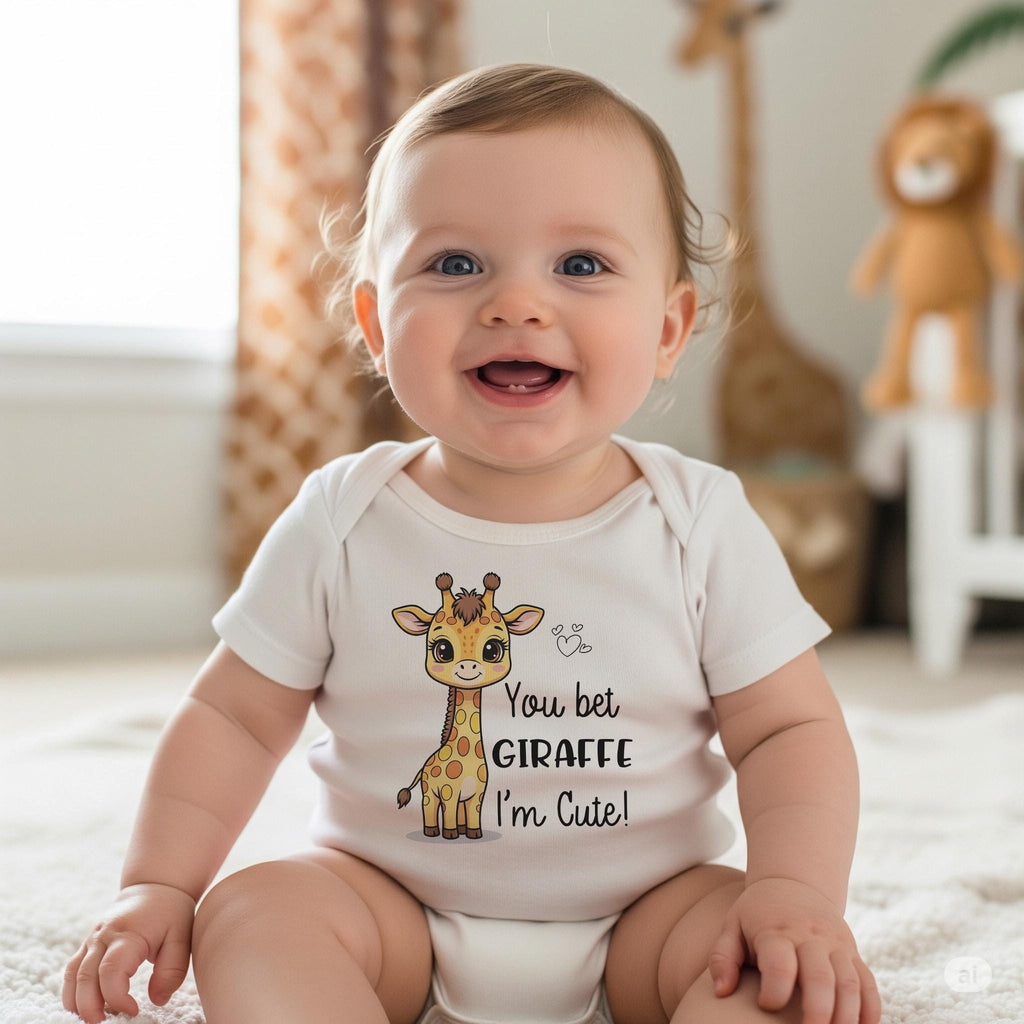 You Bet Giraffe I'm Cute Baby Onesie®, Baby Shower Gift, Nephew Gift, Niece Gift, Gift from Auntie, Funny Baby Clothes, Giraffe Bodysuit