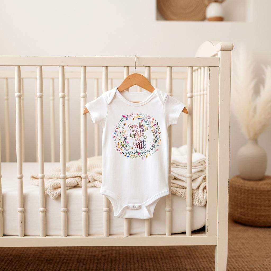 Rainbow Baby Onesie®, Worth the Wait Bodysuit, Neutral Rainbow Baby Gift, After Loss Baby Outfit, Watercolor Baby Shower Tee, Baby Girl Gift