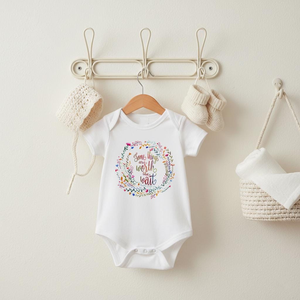 Rainbow Baby Onesie®, Worth the Wait Bodysuit, Neutral Rainbow Baby Gift, After Loss Baby Outfit, Watercolor Baby Shower Tee, Baby Girl Gift