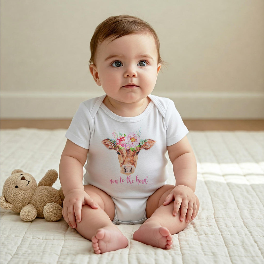 New to the Herd Bodysuit, Cowgirl Baby Outfit, Rustic Farm Shower Gift, Newborn Outfit