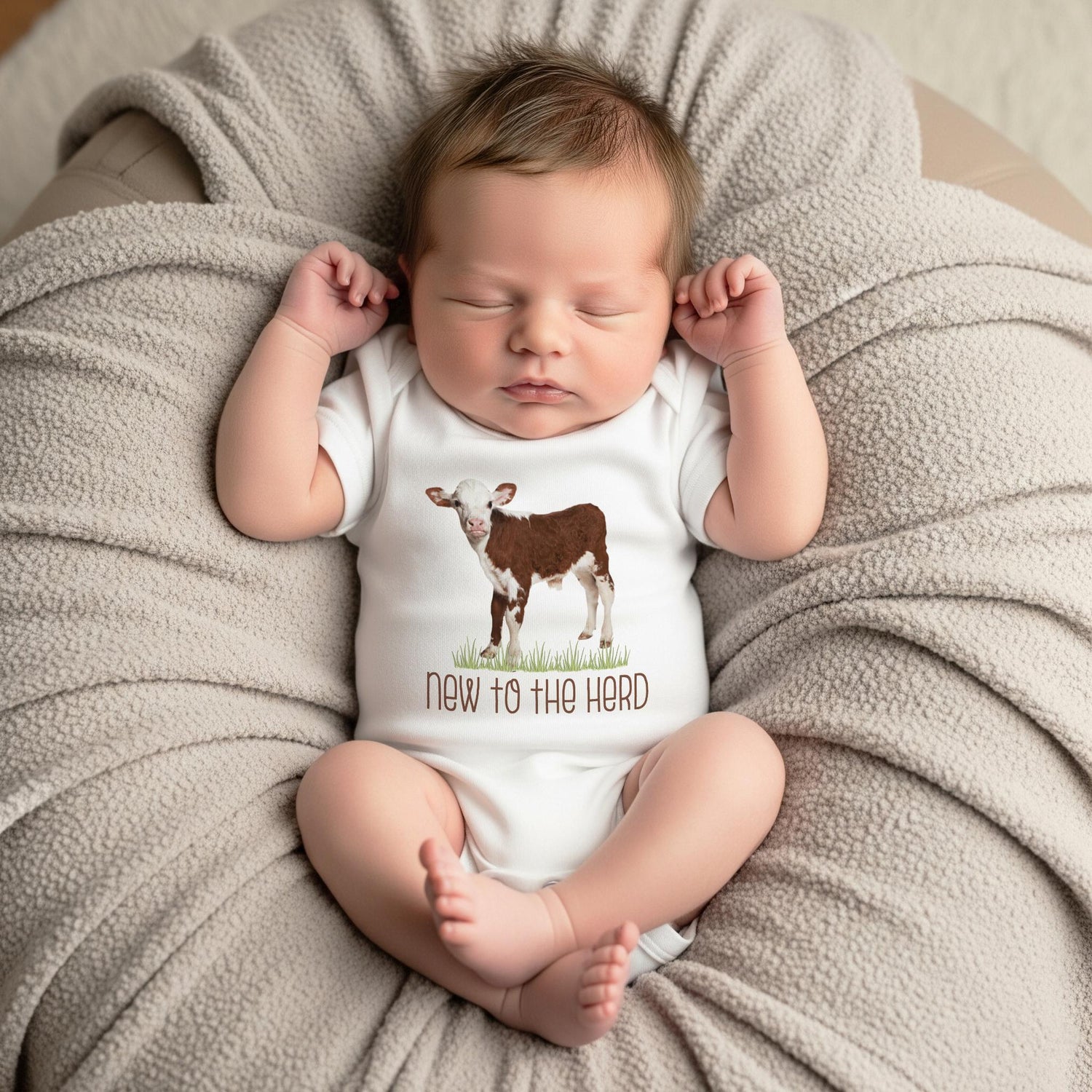 Baby Shower Gift, NEW TO the HERD, Western Nursery, Farm shirt, CowBOY, Cow Onesie®, Farm Baby Gift, Cute Baby Clothes, Cow Theme, hereford