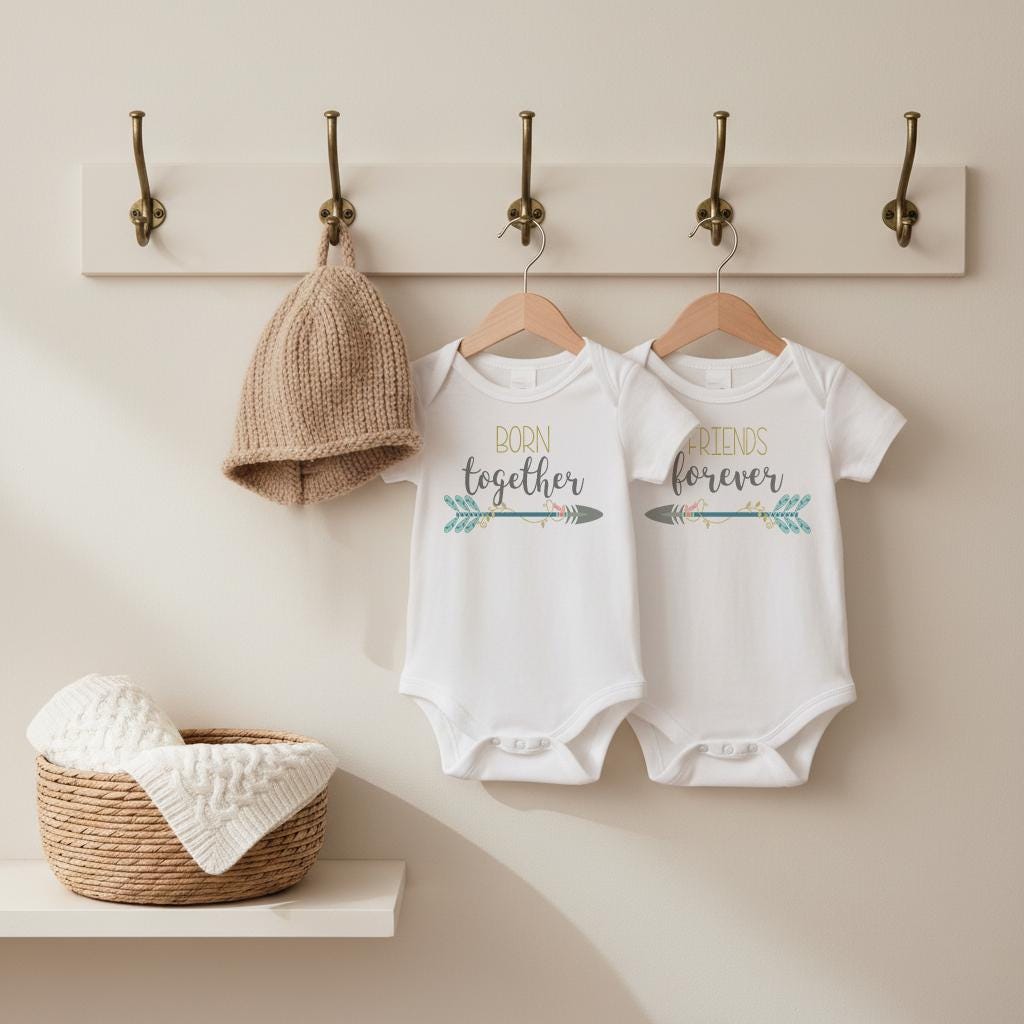 Twins Gift, Born Together Friends Forever, Twins Clothes, Twins Baby Shower, Cute Baby Gift, Baby Shower Gift, Twinning, Baby Twins Gift