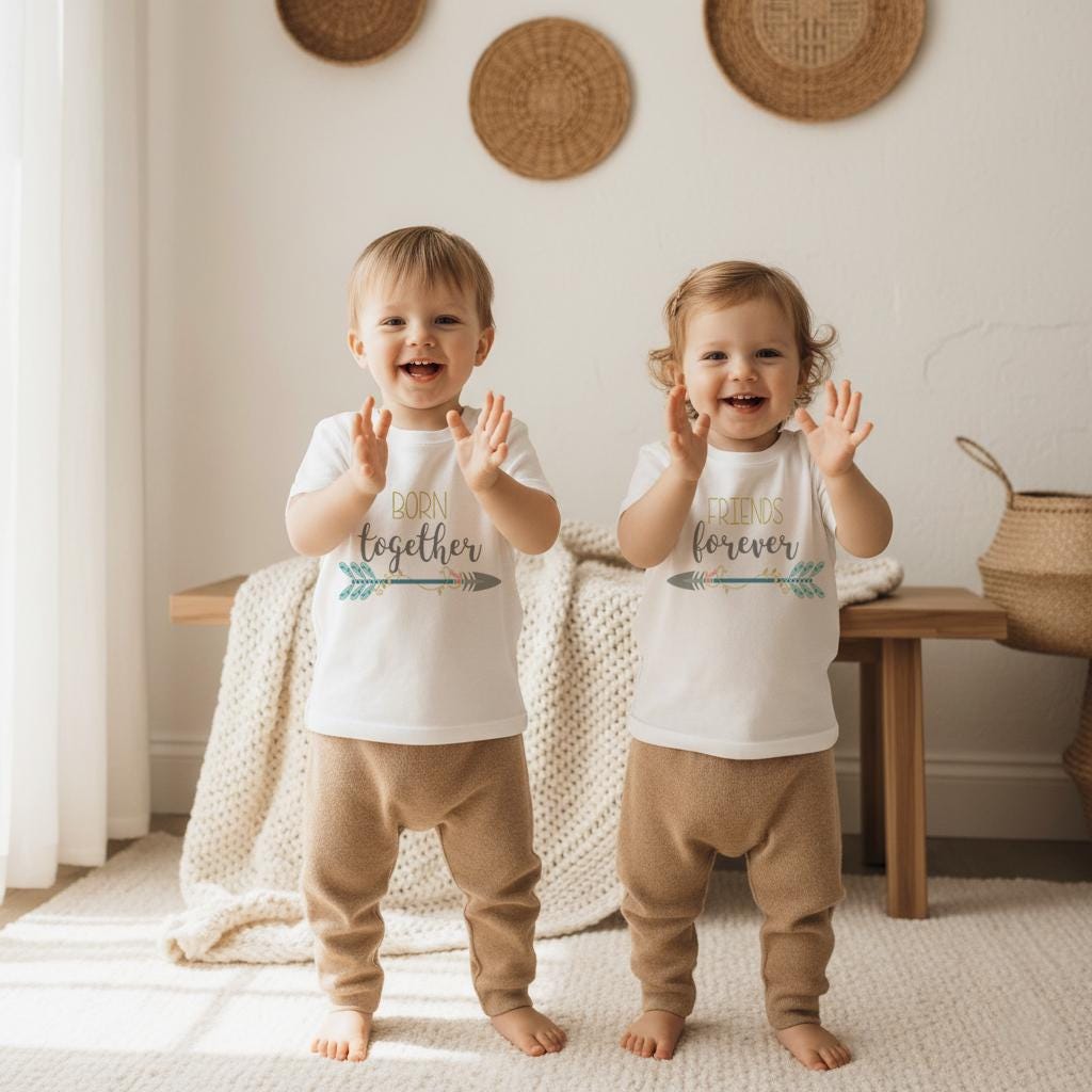 Twins Gift, Born Together Friends Forever, Twins Clothes, Twins Baby Shower, Cute Baby Gift, Baby Shower Gift, Twinning, Baby Twins Gift