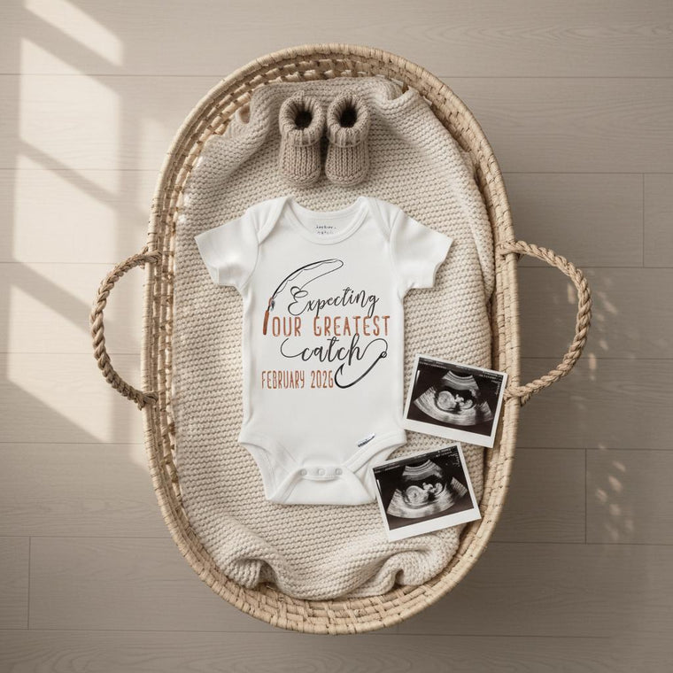 Fishing ONESIE®, Expecting our greatest catch, Pregnancy Reveal, Fishing Baby shirt, Baby Announcement, Fishing Daddy shirt,Baby Reveal prop