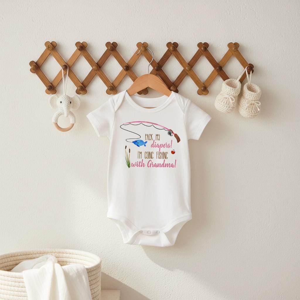 Fishing Onesie®, Pack My Diapers I'm going Fishing With Grandma, Baby Shower Gift, Fishing Baby shirt, Fishing Buddy, Newborn Gift, Fishing