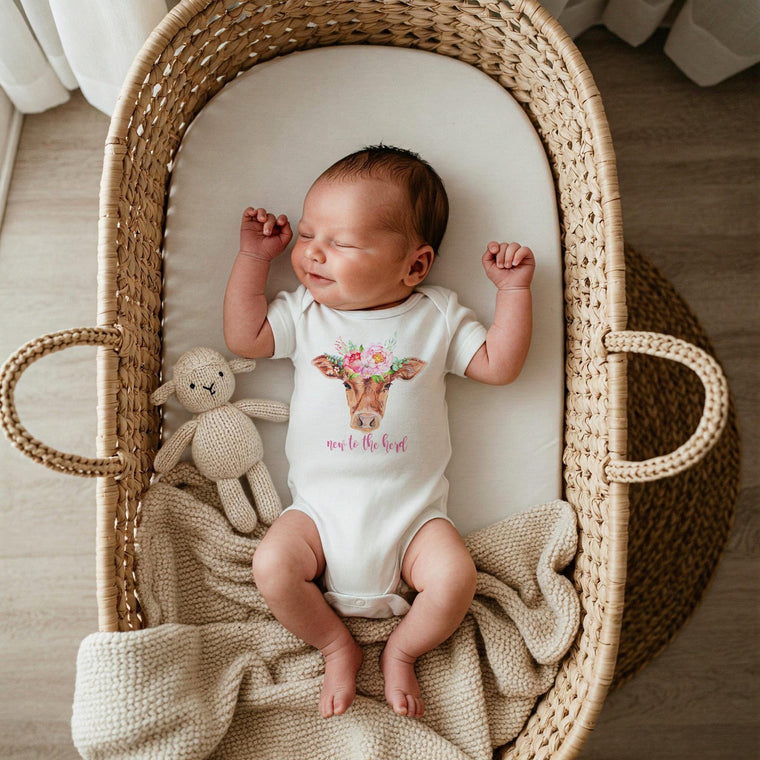 New to the Herd Bodysuit, Cowgirl Baby Outfit, Rustic Farm Shower Gift, Newborn Outfit