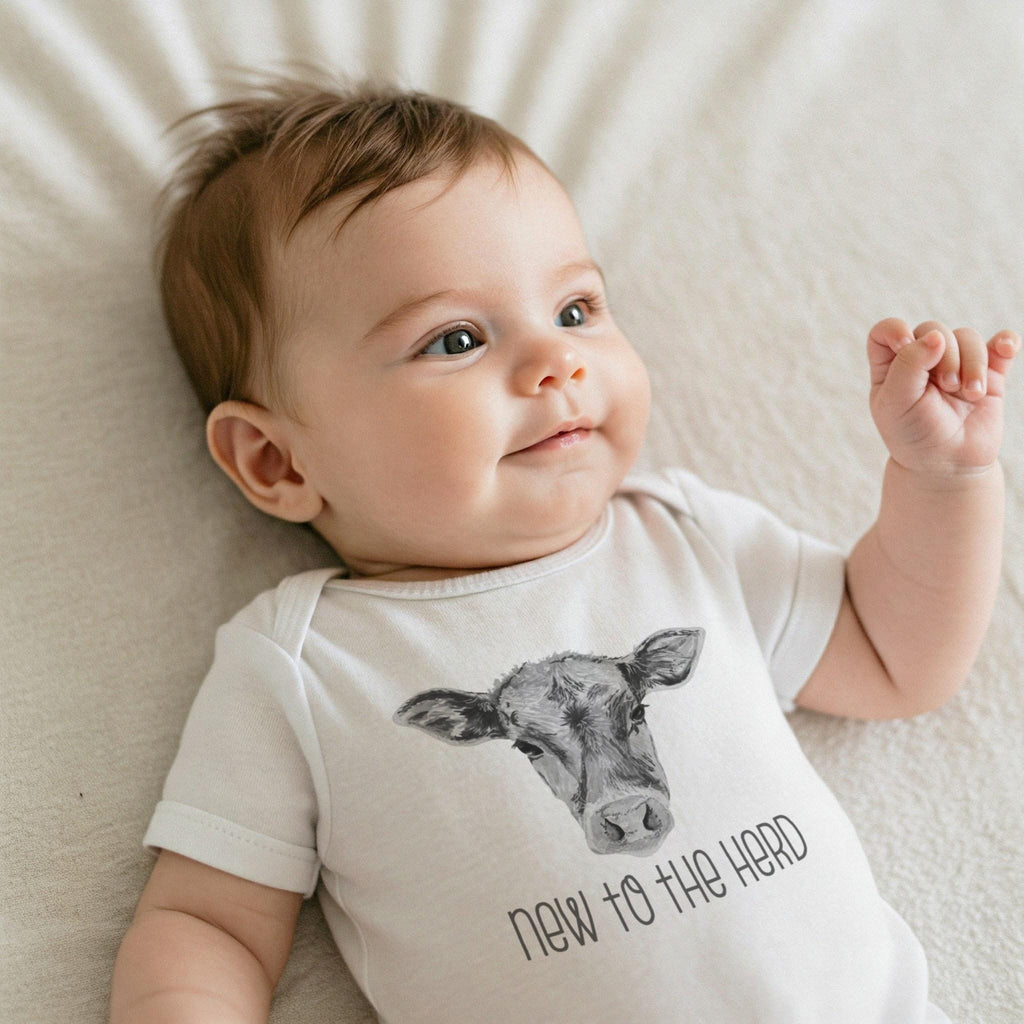 Baby Shower Gift, NEW TO the HERD, Western Nursery, Farm shirt, CowBOY, Cow Onesie®, Farm Baby Gift, Cute Baby Clothes, Cow Theme, Farm baby