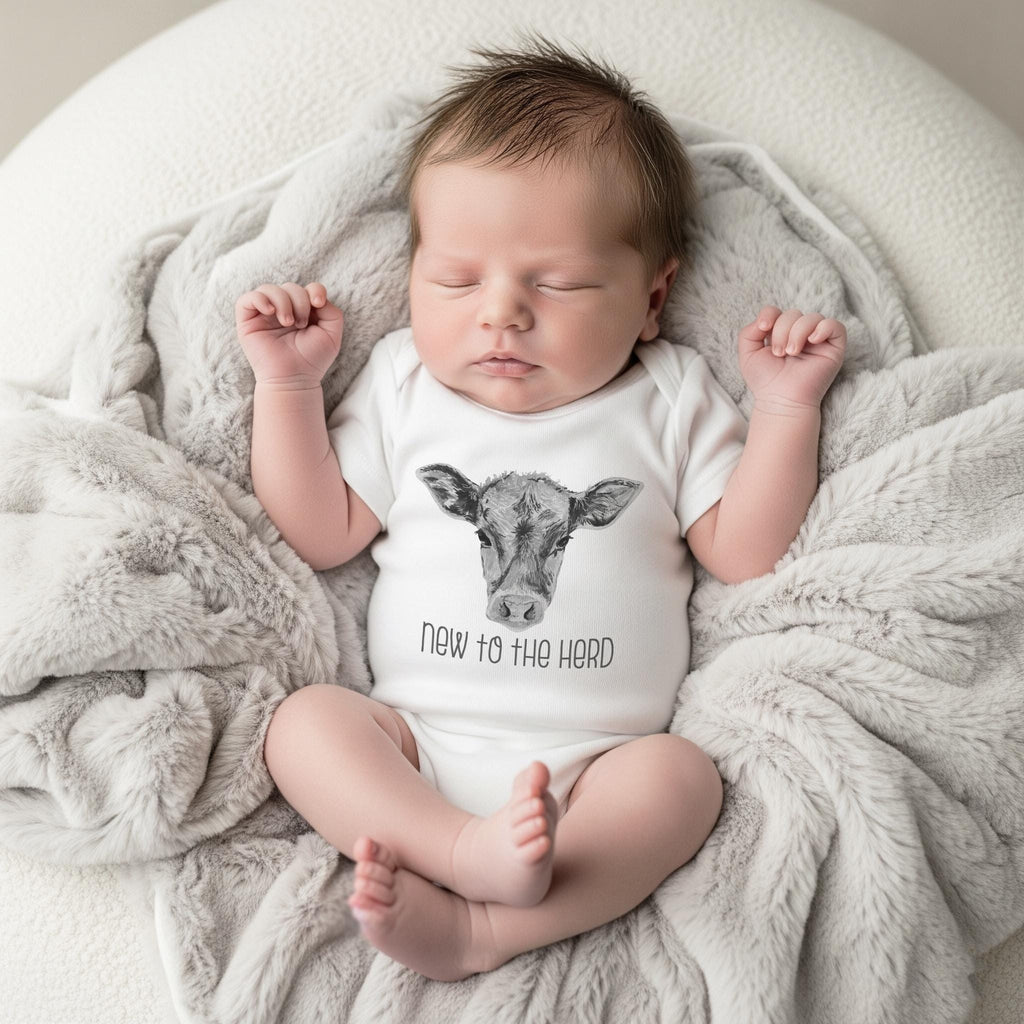 Baby Shower Gift, NEW TO the HERD, Western Nursery, Farm shirt, CowBOY, Cow Onesie®, Farm Baby Gift, Cute Baby Clothes, Cow Theme, Farm baby