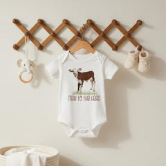 Baby Shower Gift, NEW TO the HERD, Western Nursery, Farm shirt, CowBOY, Cow Onesie®, Farm Baby Gift, Cute Baby Clothes, Cow Theme, hereford