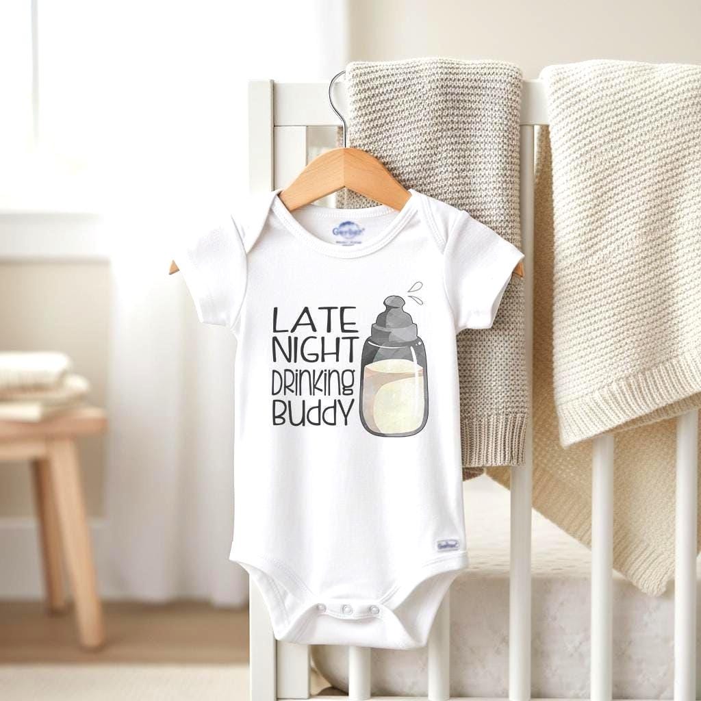Unisex Baby Gift, Late Night Drinking Buddy, Cute Baby Clothes, Funny Baby Gift, Daddy Baby Reveal, Pregnancy Reveal, Drinking Onesie®, Beer