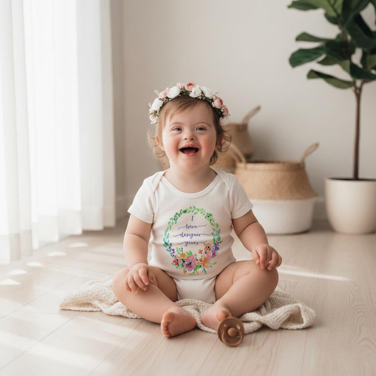 Designer Genes Onesie®, Down Syndrome Awareness Baby Bodysuit, Down Right Beautiful, Extra Chromosome Baby Gift, 21st Chromosome Outfit,