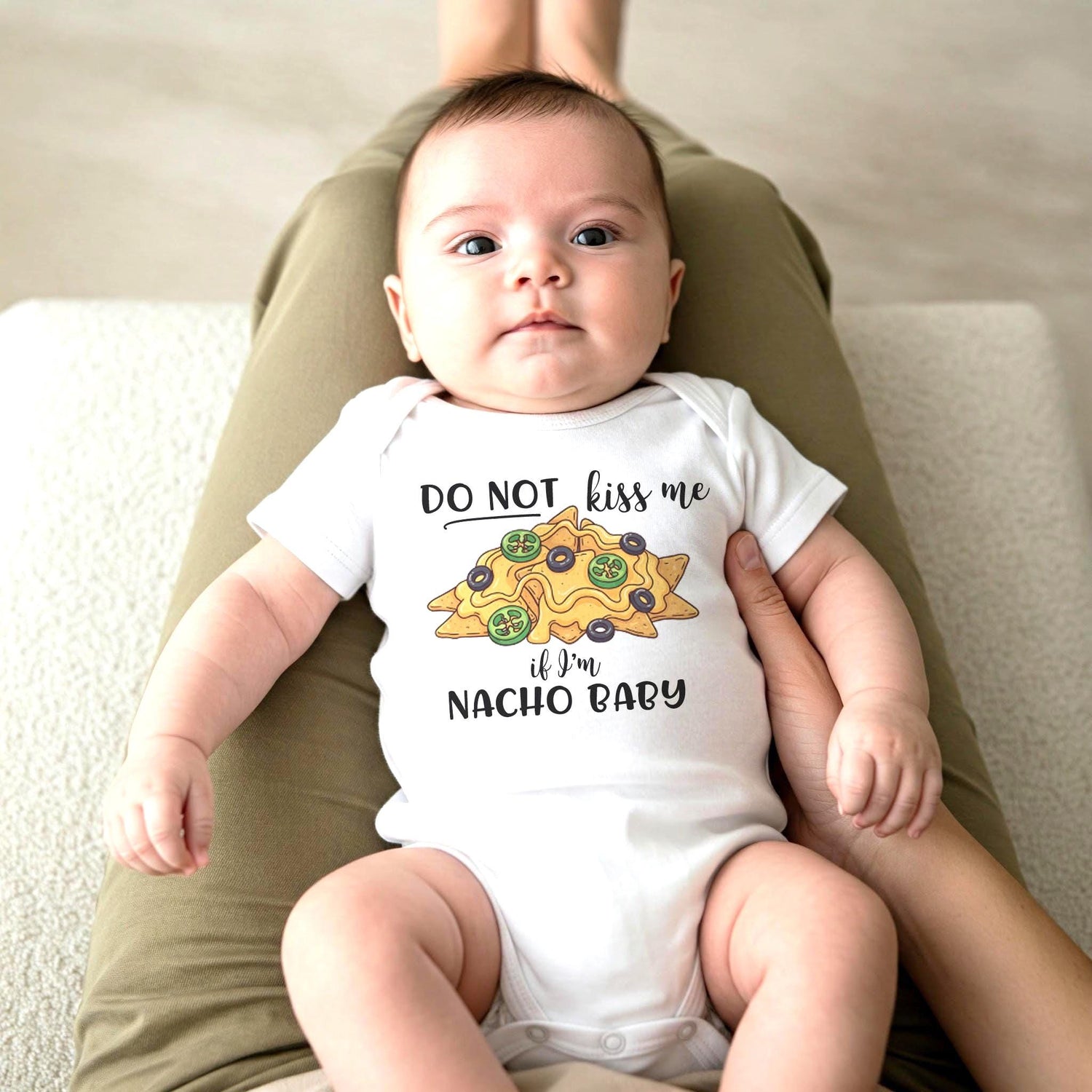 Do Not Kiss Me If I'm Nacho Baby Onesie®, Funny Baby Onesie®, Nacho Baby Bodysuit, Newborn Baby Gift Onesie®, Cute Baby Outfits, Baby Gifts