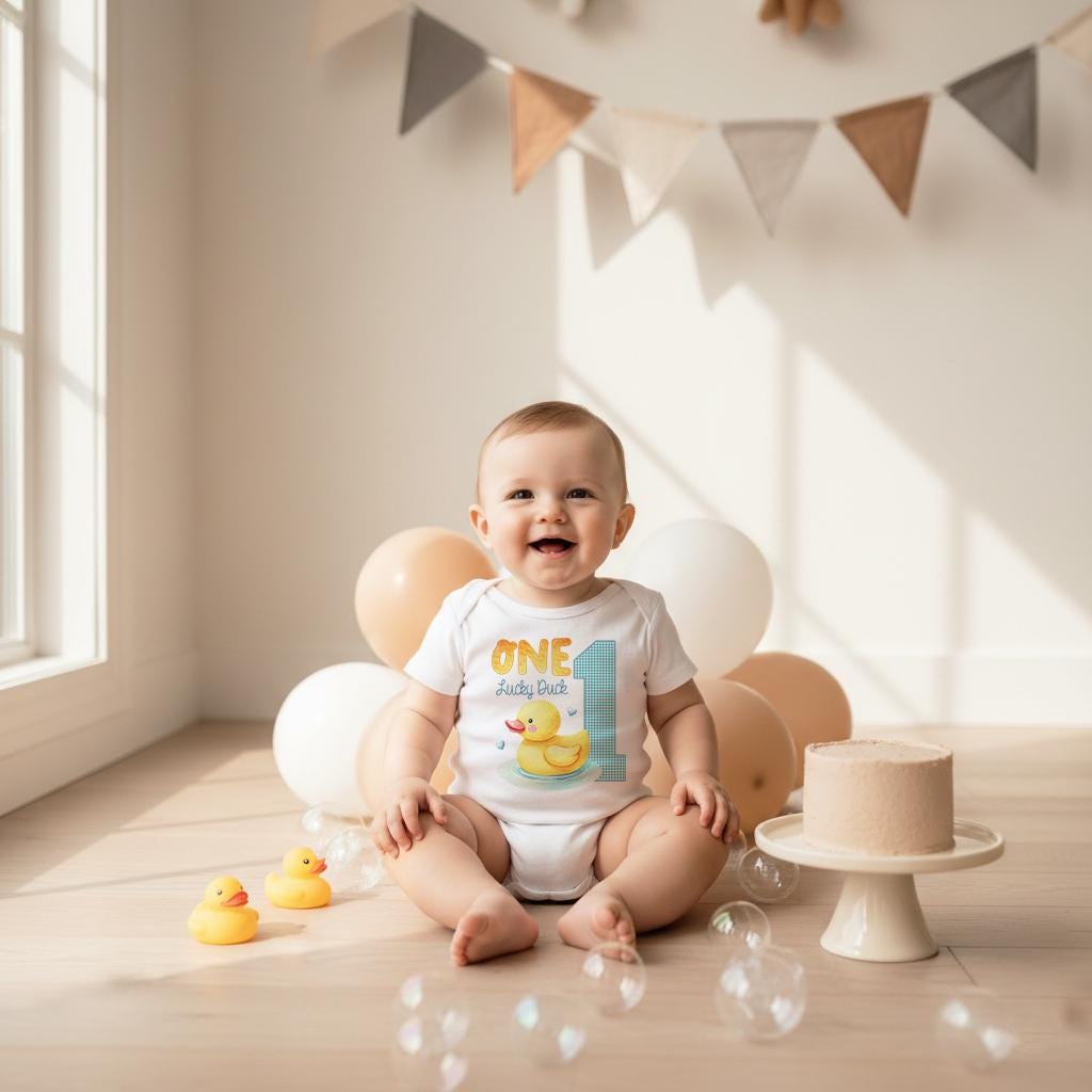 First Birthday Onesie®, One Lucky Duck, Duck Birthday, 1st Birthday, Rubber Ducky, Splish Splash Party, Ducky Birthday, Personalized Onesie