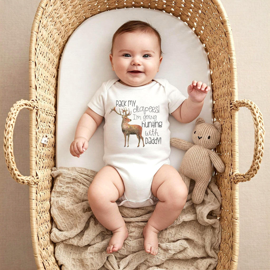 Hunting Onesie®, Pack My Diapers I'm going Hunting, Baby Shower Gift, Hunting Baby Gift, Pregnancy Reveal, Newborn Gift, Baby Boy Gift, Dad