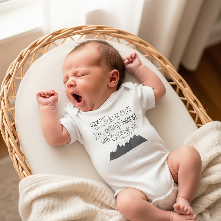 Hiking Onesie®, Pack My Diapers I'm going Hiking, Baby Shower Gift, Hiking Baby Gift, Grandma Baby Gift, Newborn Gift, Baby Boy Gift,Camping