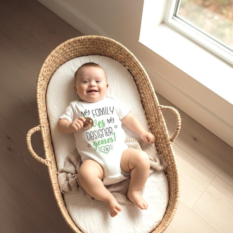 Baby Shower Gift, Designer Genes, Down Syndrome Awareness, T21, 21st chromosome, Down Right Beautiful, Special baby gift, Nothing Down About