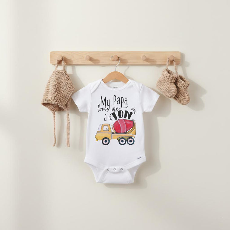 Grandpa shirt, My PAPA Loves me a Ton, Grandson Gift, Papa Baby Bodysuit, Cute Boy Clothes, Papa shirt, Baby Shower Gift, I love My Papa