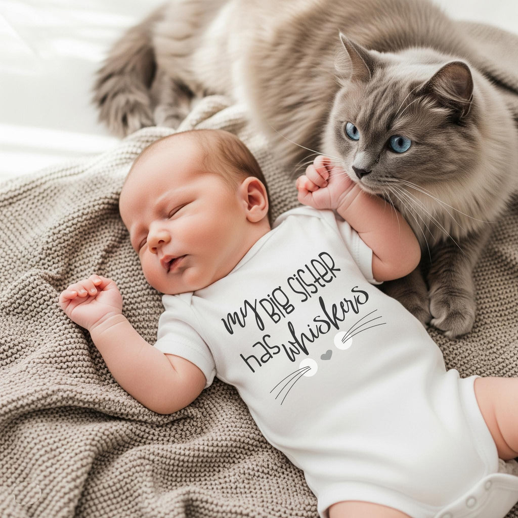 My Big Sister Has Whiskers, Pregnancy Announcement, Cat Shirt, Pregnancy Reveal, Baby Reveal, Baby Announcement, Fur Baby Bodysuit, Kitty