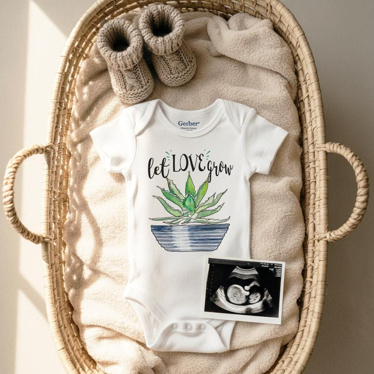 Let Love Grow, Baby Shower Gift, Pregnancy Reveal, Baby Reveal, Cute Baby Gift, Baby Announcement, Baby Girl Gift, Niece Gift, Boho Baby Set