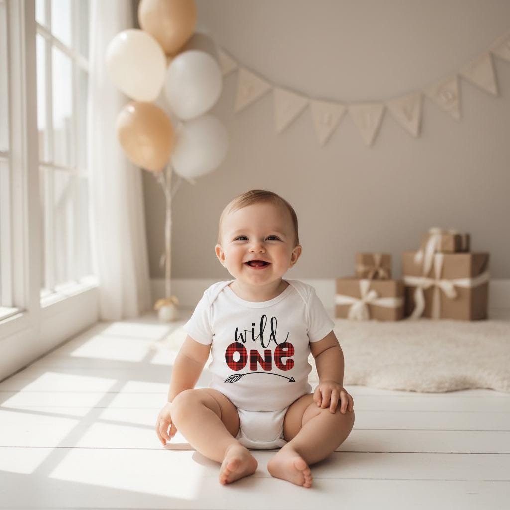 Wild One First Birthday Shirt, Lumberjack Birthday, 1st Birthday Bodysuit, Buffalo Plaid Party, Lumberjack Party, Wild One Birthday Romper