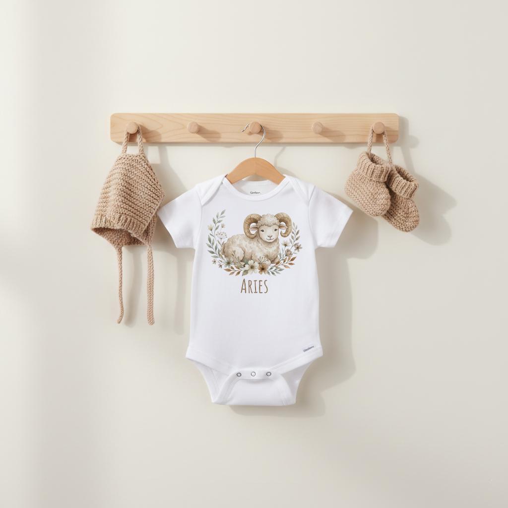 Aries Baby Onesie®, Zodiac Sign Baby Outfit, Astrology Baby Shower Gift, Horoscope Baby Bodysuit, March April Birthday, Newborn Zodiac Shirt