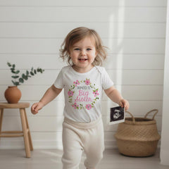 Promoted to Big Sister shirt for sibling pregnancy announcement, toddler girl t-shirt for becoming a big sister, cute gender neutral pregnancy reveal outfit, big sister promotion announcement, matching sibling photoshoot tee, new baby announcement apparel gift for daughter, toddler pregnancy reveal shirt.