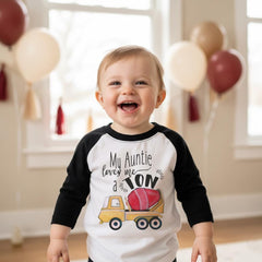 Aunt shirt, My Auntie Loves me a Ton, Nephew Gift, Aunt Baby Bodysuit, Cute Boy Clothes, Auntie shirt, Nephew Shirt,Baby Shower Gift, Raglan
