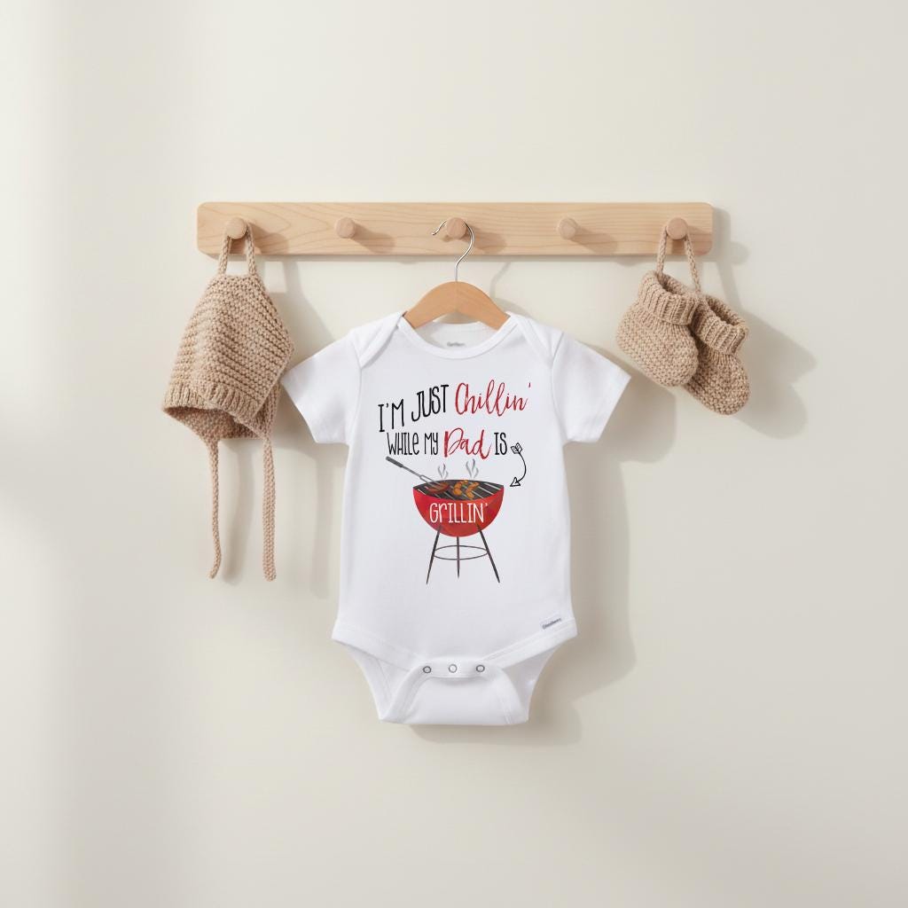 Dad Onesie®, Father Gift from Baby, Father's Day Gift, Cute Baby Gift, Baby Shower Gift, BBQ Shirt,Grillin Daddy, BBQ Gift, Pregnancy Reveal