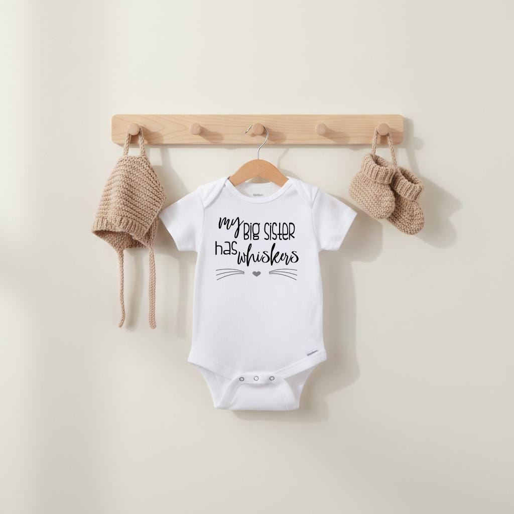 My Big Sister Has Whiskers, Pregnancy Announcement, Cat Shirt, Pregnancy Reveal, Baby Reveal, Baby Announcement, Fur Baby Bodysuit, Kitty