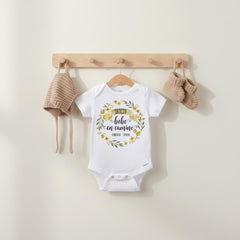 Spanish Baby Announcement.  Perfect gender neutral pregnancy reveal for Abuela y Abuelo!  This special spanish baby reveal onesie features the words "Sorpresa. Bebe en Camino. {With your month and year}"  Please include your date in the 'notes to seller' section when you check out!  Family and friends will love to receive this as a gift for the exciting news!!  So special and great for pregnancy reveal photos!