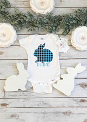 Easter Onesie®, Personalized Buffalo Plaid Bunny