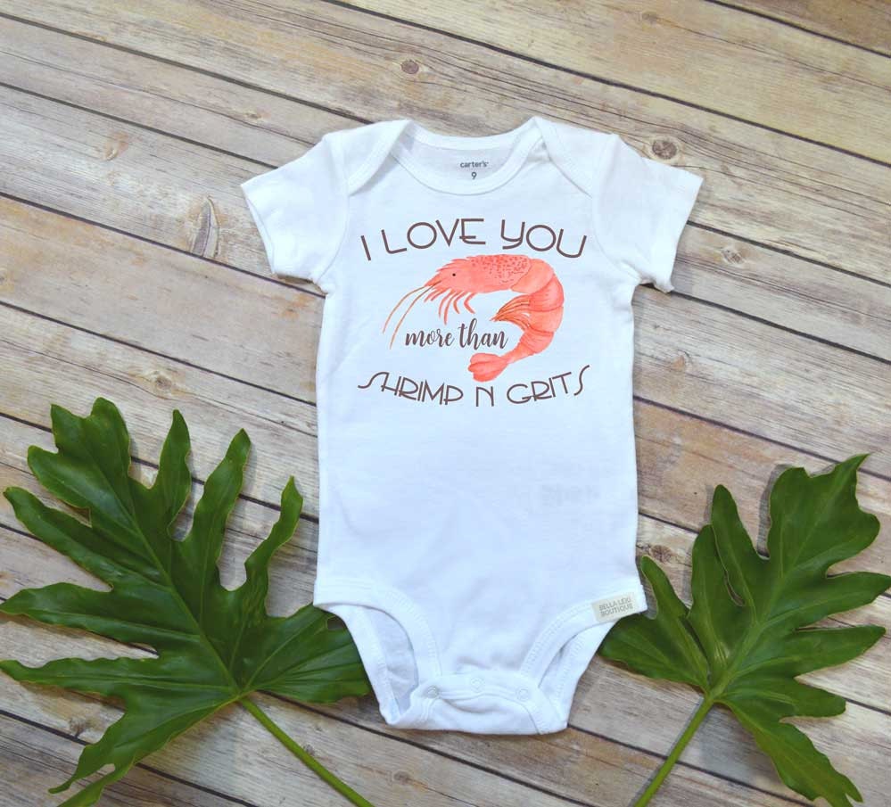 Baby Gift, Shrimp n Grits shirt, Baby Shower Gift, Southern Baby,Cajun Baby gift, Niece Gift, Cute Baby Gift, Crawfish shirt,Lil shrim