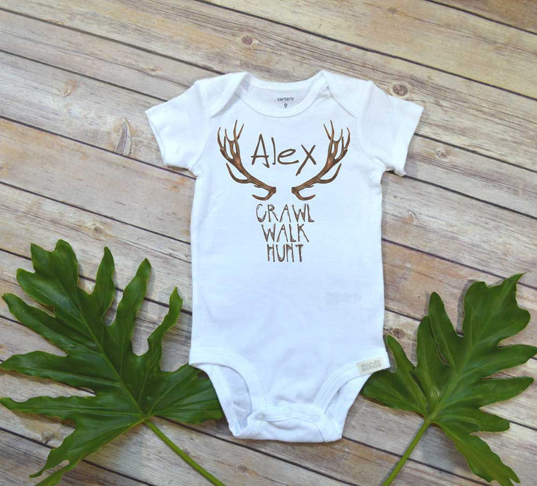 Crawl Walk Hunt, Personalized Baby Gift, Country Baby Gift, Hunting Baby, Hunting shirt