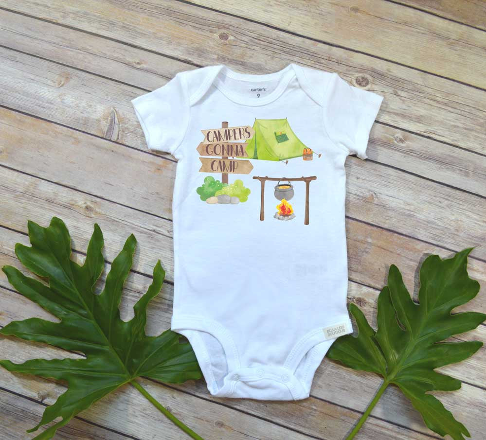 Camping shirt, Campers Gonna Camp, Funny baby bodysuit, Funny Baby Gift, Camping Baby - Bella Lexi Boutique