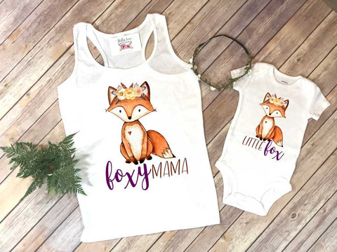 Mommy and Me Shirts, Foxy Mama, Little Fox, Mommy and Me Outfits, Family Shirts, Baby Shower Gift,Mom and Daughter Set, Mommy and Me Shirt