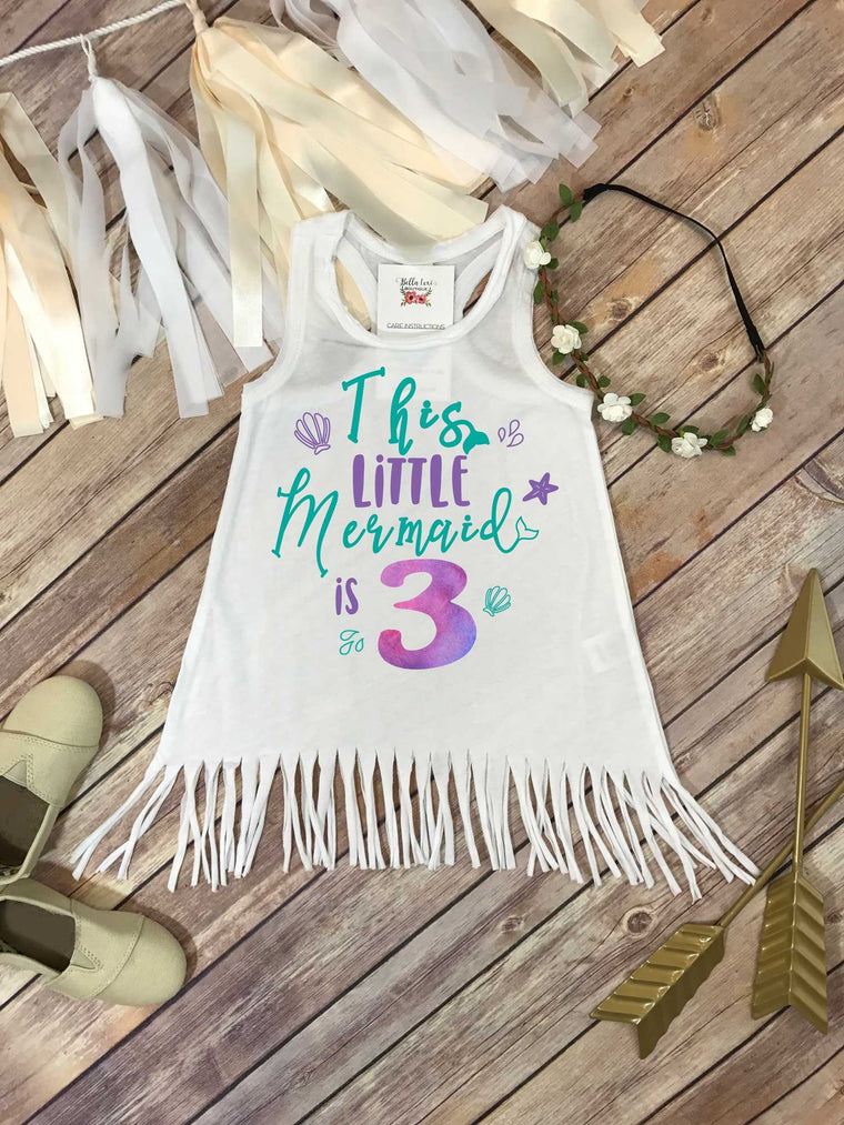 Mermaid Birthday, Third Birthday, This Little Mermaid is 3, 3rd Birthday, Mermaid Party, Mermaid Shirt, Mermaid Theme, Girl Birthday,Mermaid
