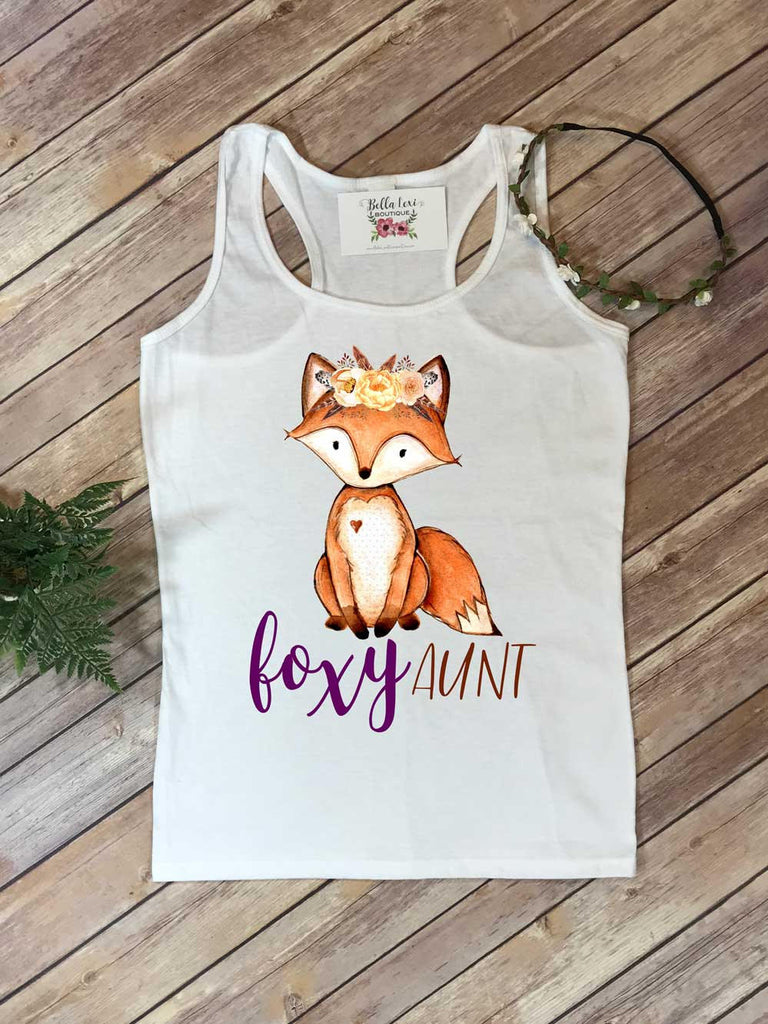 Foxy Aunt, Aunt and Me shirts, Auntie and Me Outfits, Baby Shower Gift, Auntie Shirt, Aunt Shirts, Fringe Top, New Aunt Gift, Family Shirts,