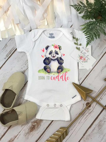 Girl Onesie®, Born to Cuddle, Baby Shower Gift, Panda Baby shirt, Newborn Girl Gift, Baby Girl Onesie,Girl Baby Gift,Baby Girl Shower, Panda
