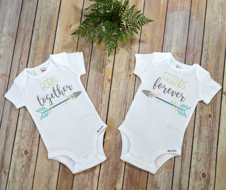 Twins Gift, Born Together Friends Forever, Twins Clothes, Twins Baby Shower, Cute Baby Gift, Baby Shower Gift, Twinning, Baby Twins Gift