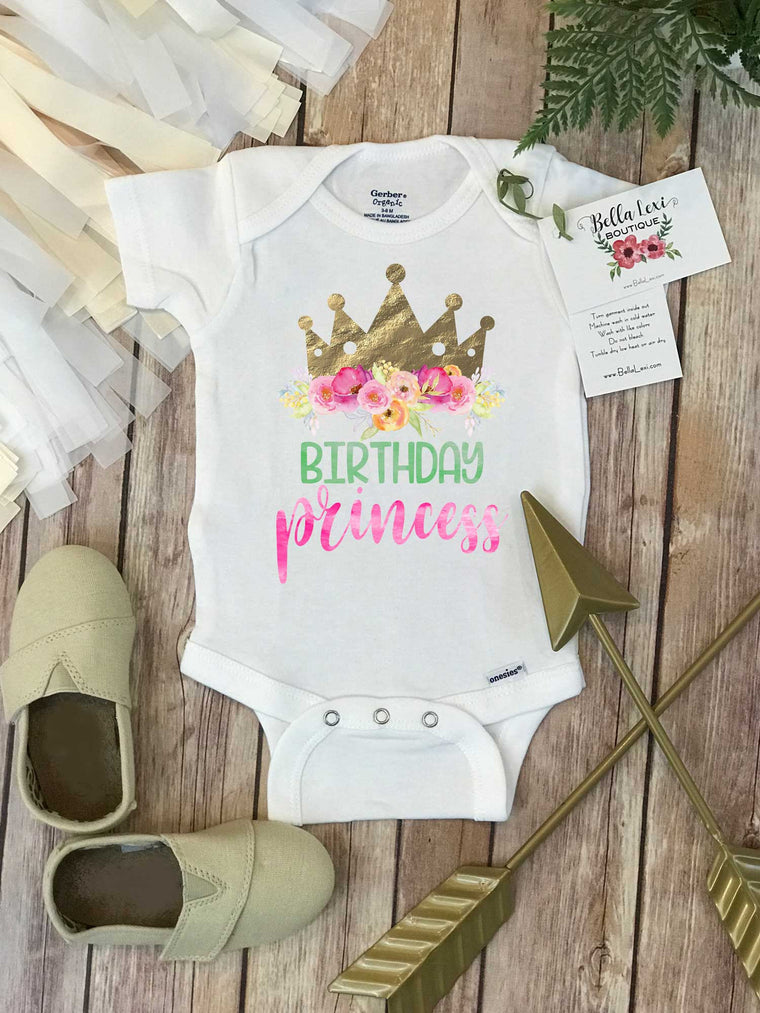 Birthday Onesie®, Birthday Princess, First Birthday Onesie, Princess Party, Princess Birthday, 1st Birthday Shirt, Girl Birthday, Gold Crown