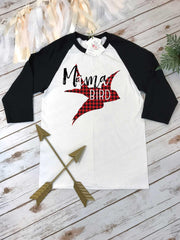 MAMA BIRD Shirt, Mommy and Me shirts, Mommy and Me Outfits, Buffalo Plaid Shirt, Mom Shirts, Family Outfits,Baby Shower Gift for Mom, Raglan