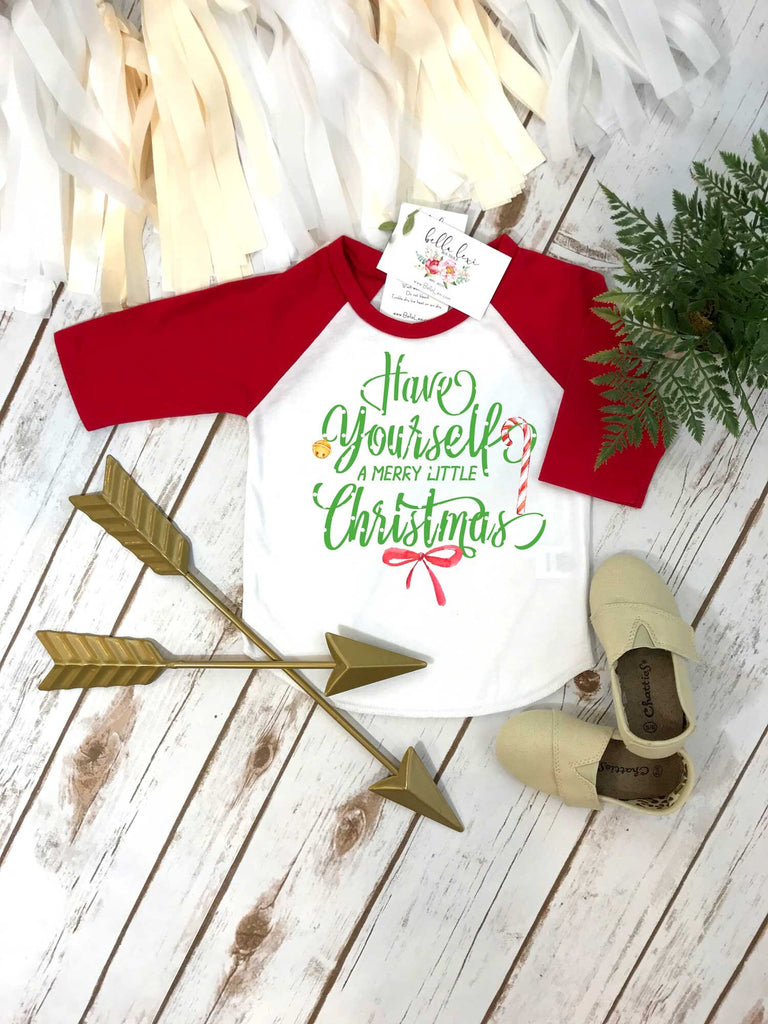 Christmas Shirt, Have Yourself a Merry Little Christmas, 1st Christmas, My First Christmas, Cute Christmas Shirt, Red Raglan, Christmas Baby